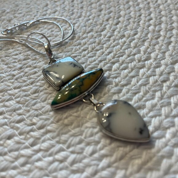 Gorgeous DENDRITIC OPAL Handmade Sterling 925 Pendant/Chain #965D - Picture 1 of 3